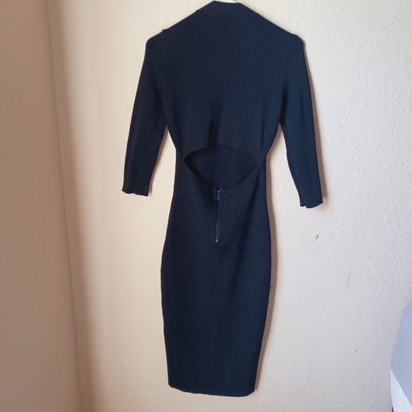 Black Rachel Roy midi dress with open back cut out. - Picture 8 of 8